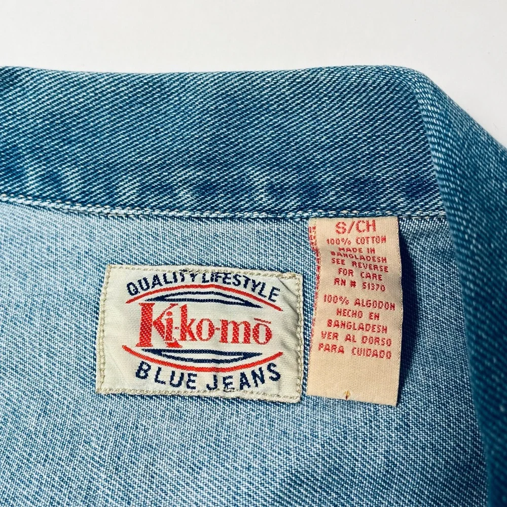 Vintage Cropped Denim Vest KiKoMo Star Sun Embroidery Small - Picture 6 of 7
